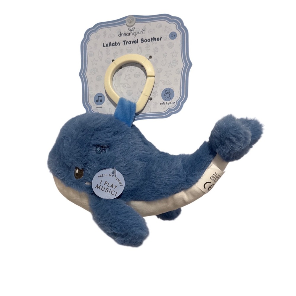 NWT Dreamgro Baby Whale Lovey Blue Plush Music Infant Nautical Comfort Gift Toy